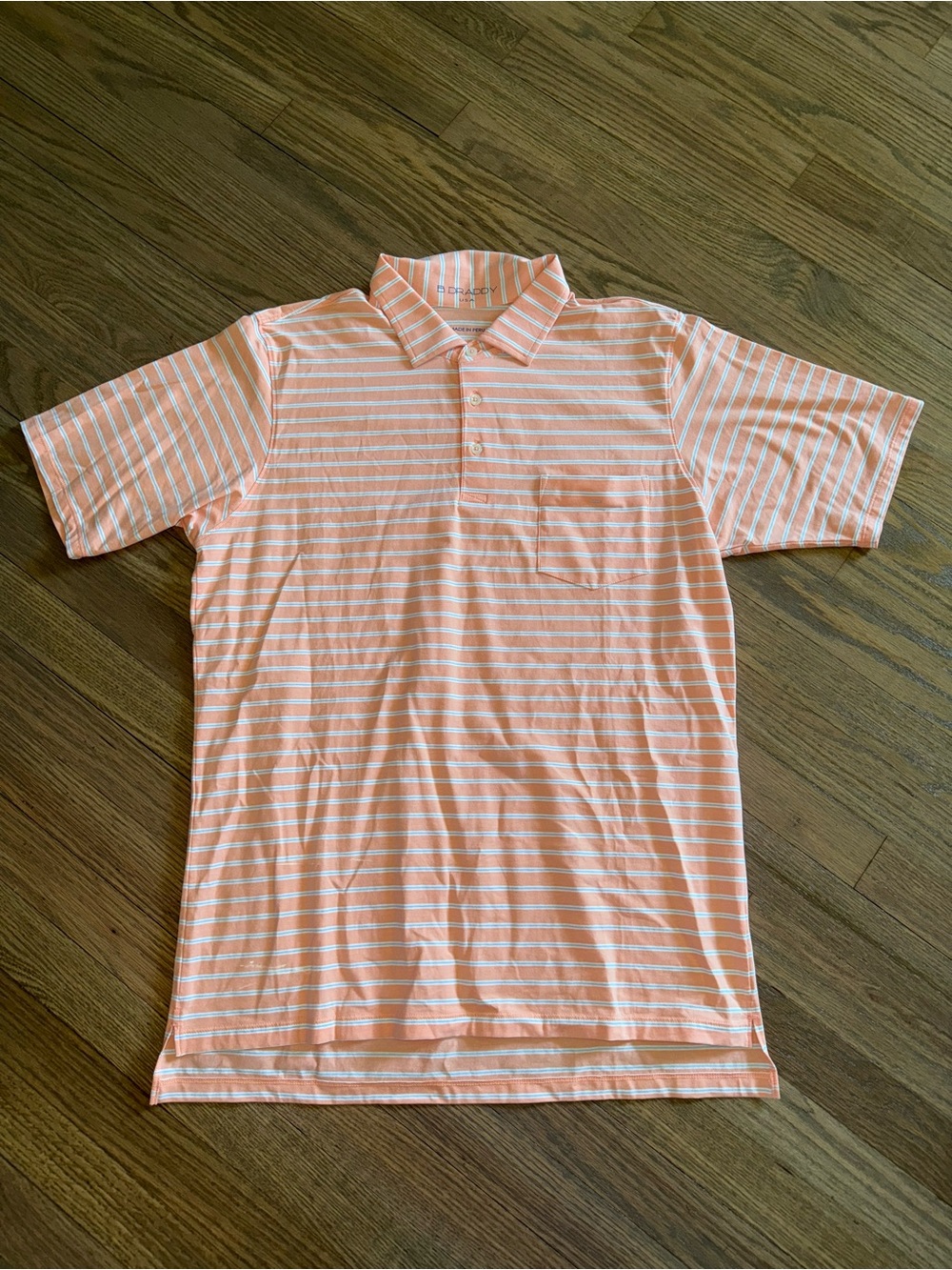 B.Draddy Light Peach Striped Polo Shirt